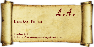 Lesko Anna névjegykártya